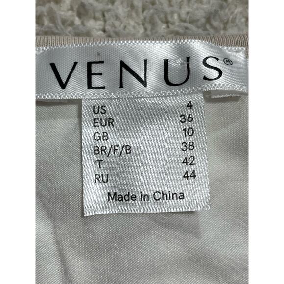 Venus Women's Sz 4 Lace Detail sleeveless Mini Dress Sand fairy breezy ethereal - Picture 8 of 10